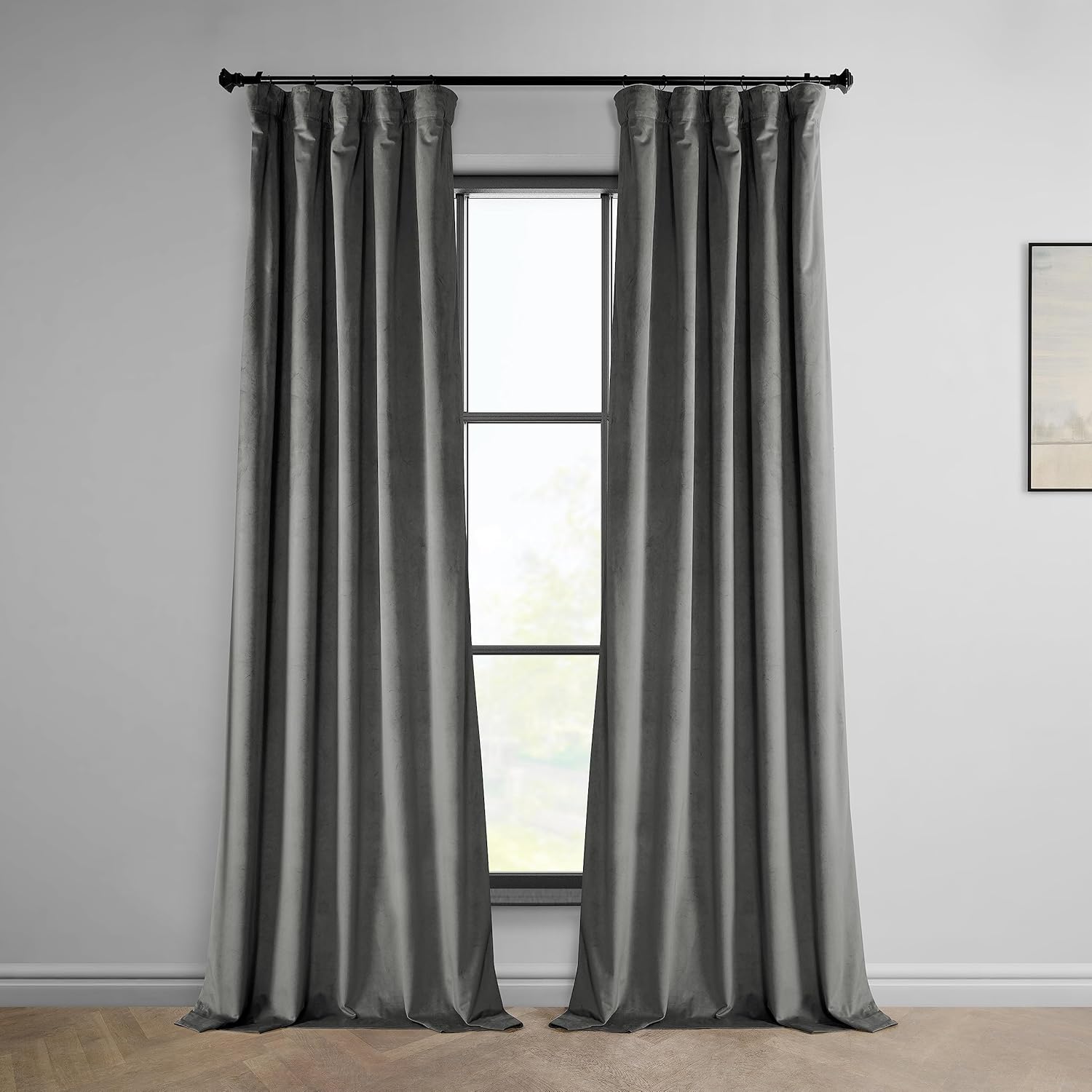 Heritage Plush Velvet Curtains for Room Darkening in Destiny Grey
