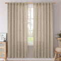 Oatmeal Linen Semi Sheer Curtains 80 in Length 2 Panels - Light