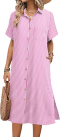 HOTOUCH Womens Linen Shirt Dress Midi with Pockets - Comfortable