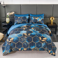 Luxurious Blue Gold Marble California King Bedding Set for Comfort