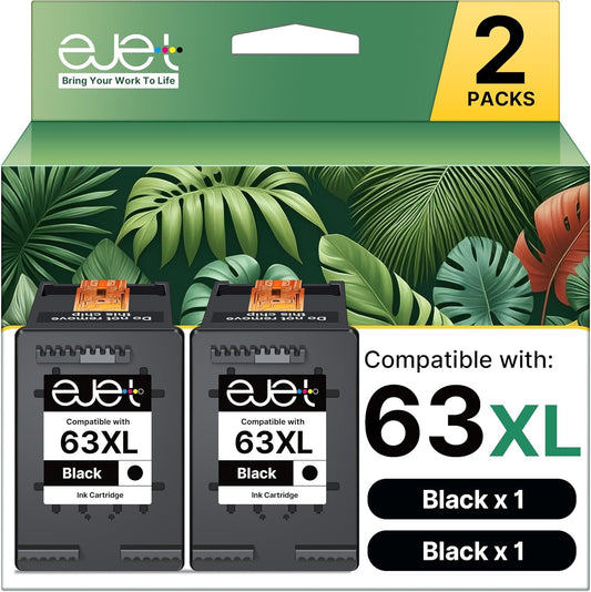 ejet 63XL Black Ink Cartridge Replacement for HP Printers