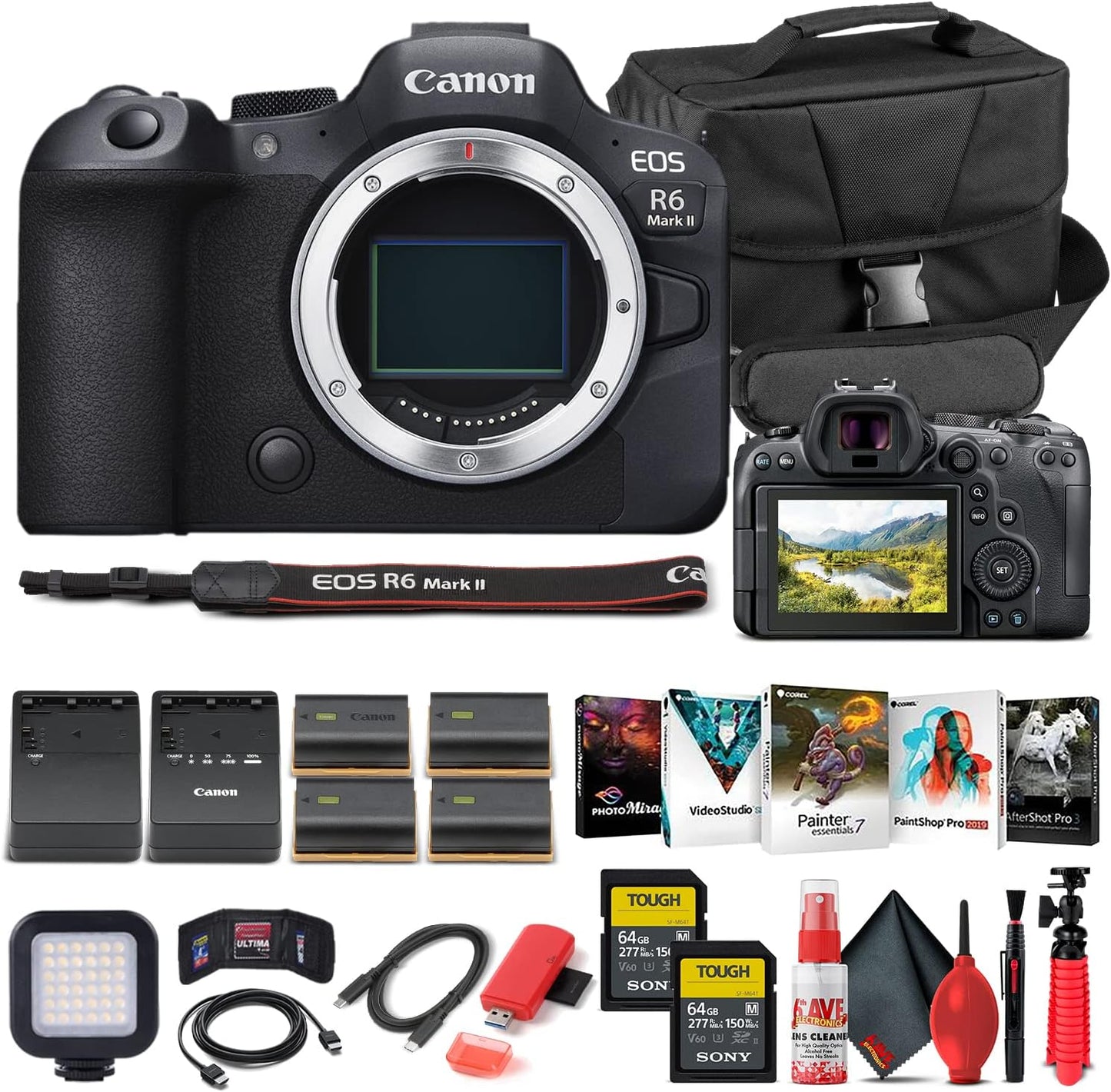 Canon EOS R6 Mark II Mirrorless Camera Bundle with Accessories