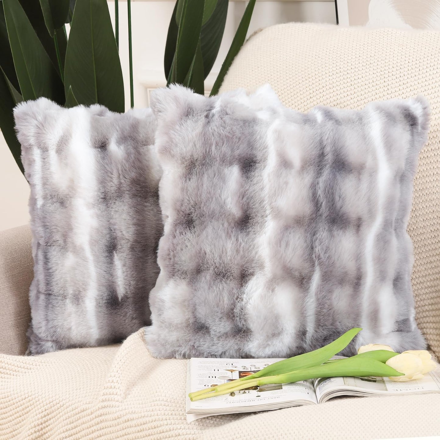 Thick Plush Wool Throw Pillow Covers for Cozy Home Decor