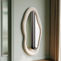 55 in x 24 in Wall Mirror - Flannel Wrapped Wavy Oval Mirror