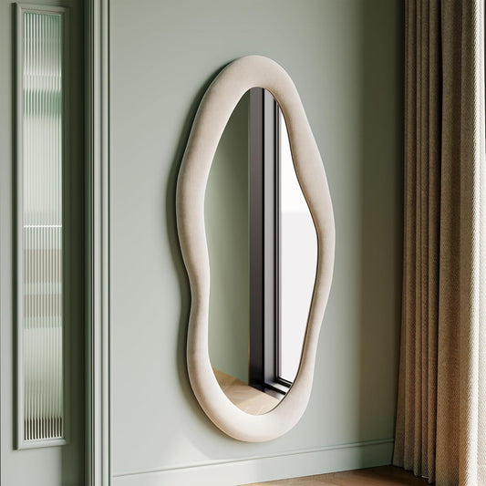 Unique 55 x 24 Wall Mirror with Flannel Wrapped Frame