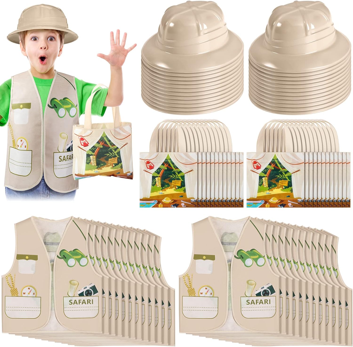 Kids Explorer Costume Toy Set with Safari Vests and Hats