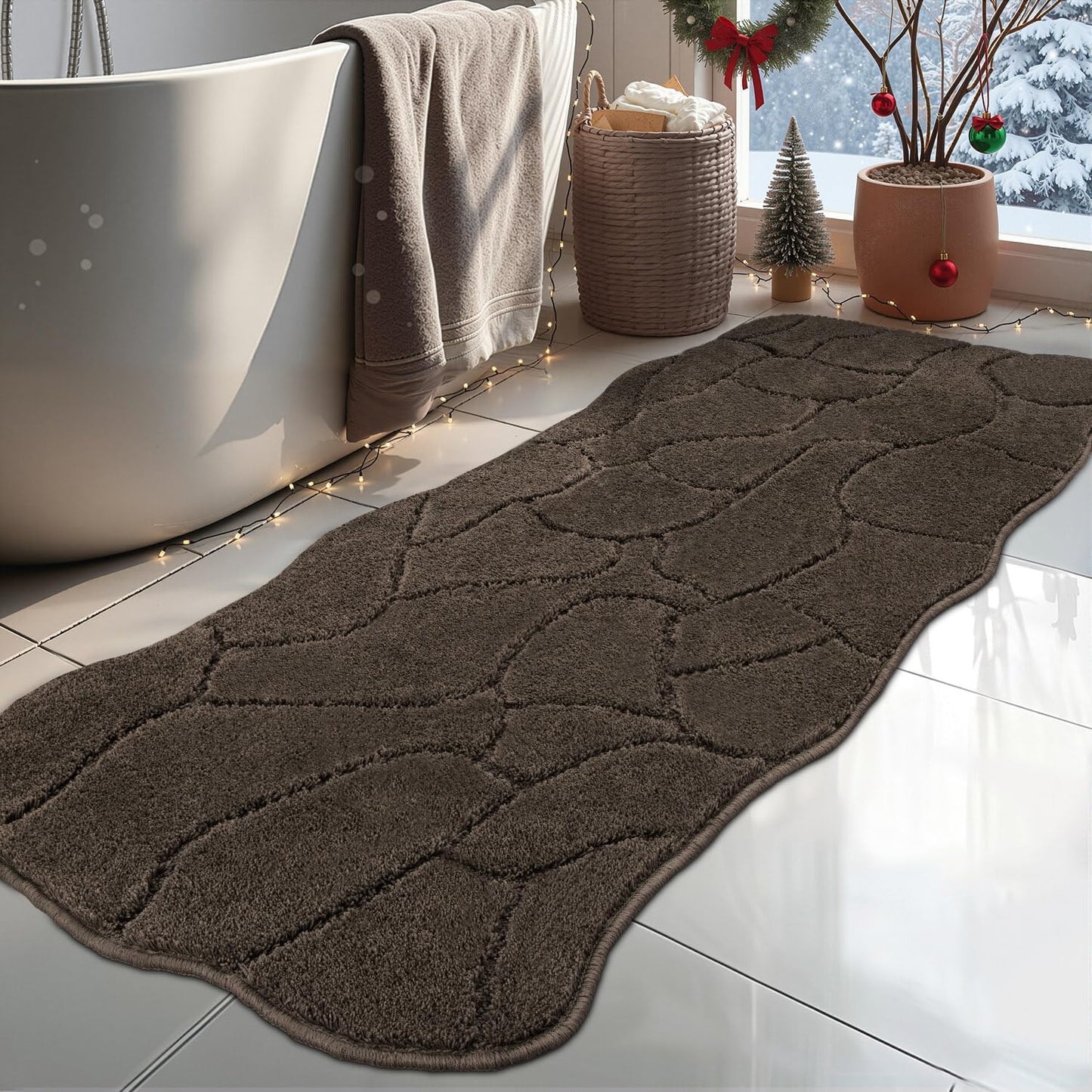 Large Bathroom Rugs Runner, Soft Absorbent Shaggy Bath Mats