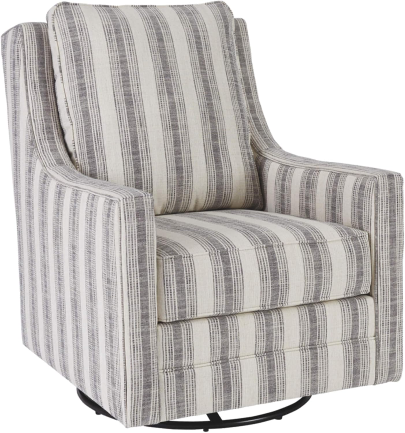 Swivel Accent Glider Chair: Stylish Ivory & Black Design