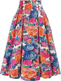 Belle Poque Women Plaid Skirt Vintage High Waist Pleated Midi - Easy