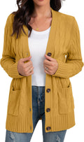 Women's Long Sleeve Loose Knit Button Cardigan - Below Hip Cozy Layer