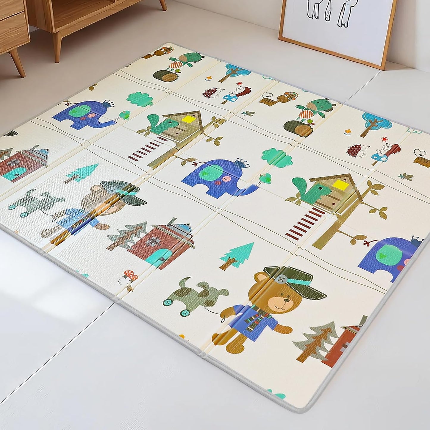Large Foldable Foam Play Mat for Baby Tummy Time Fun