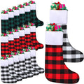 BBTO 24 Pcs 20 in Buffalo Plaid Christmas Stockings - Large Family Set