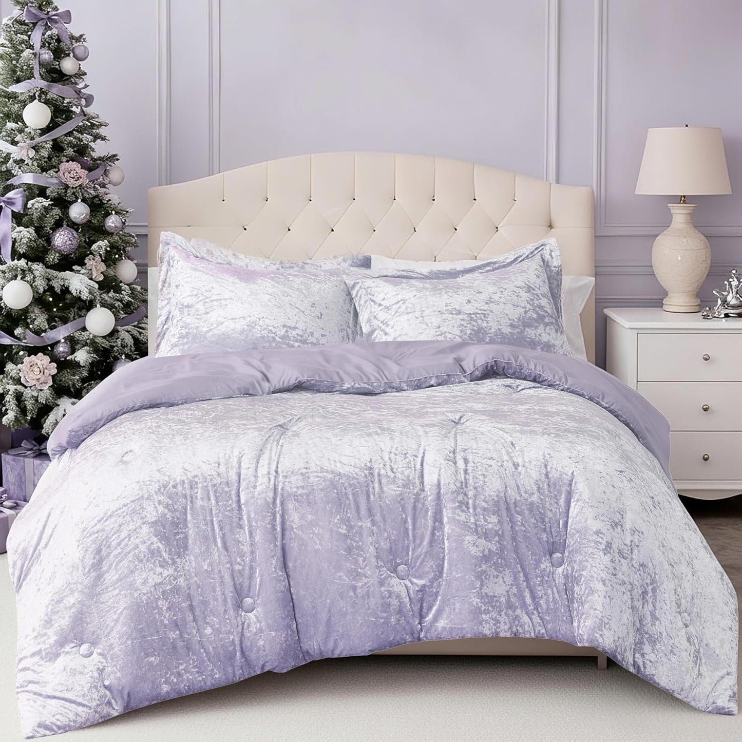 Luxurious Velvet Comfort Spaces Juliette Purple Comforter Set