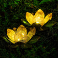 Garden Solar Lights Outdoor 2Pack - Amber Crackle Lotus Glow