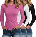 Riyiper Women's Long Sleeve Cotton Crew Neck 3-Pack - Slim Fitted soft