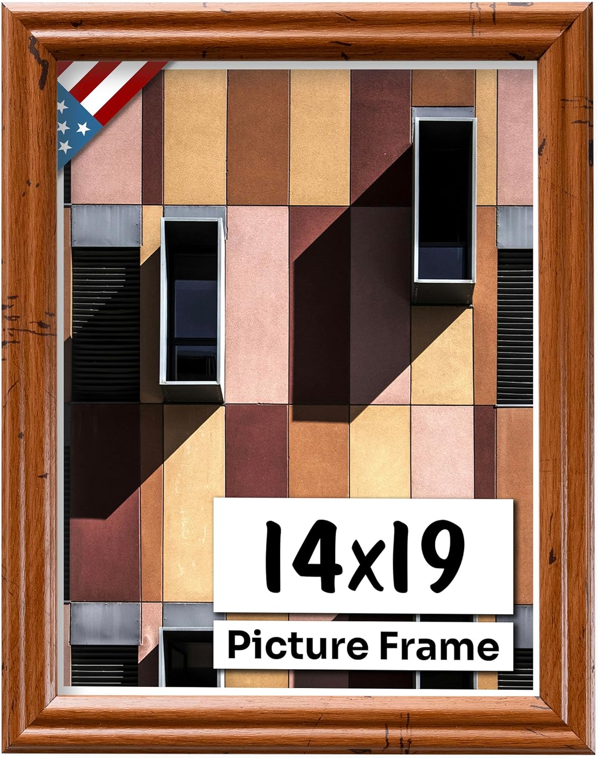 Distressed Oak 14x19 Picture Frame - Handmade Solid Wood Frame