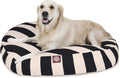 Black Vertical Stripe Large Round Indoor Outdoor Pet Dog Bed