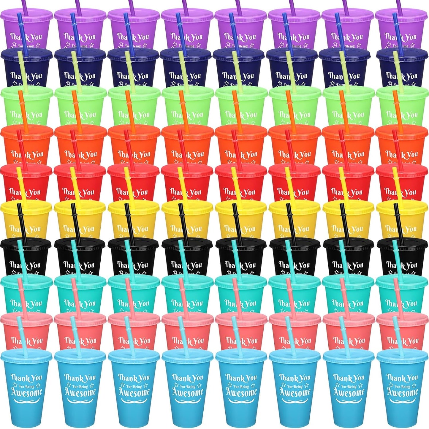 Dandat 80 Pcs Thank You Gifts Colorful Tumbler with Straw