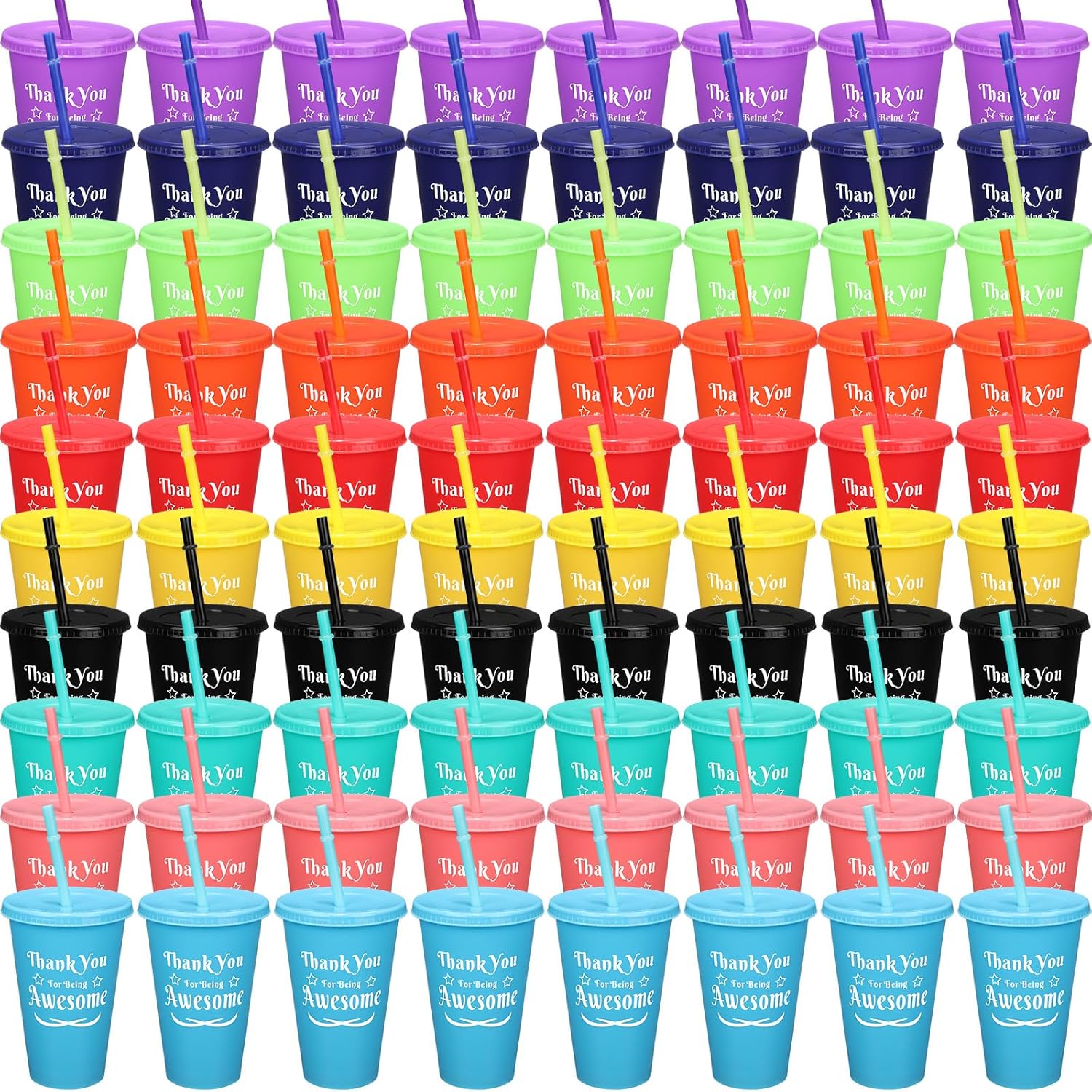 Dandat 80 Pcs Thank You Gifts Colorful Tumbler with Straw