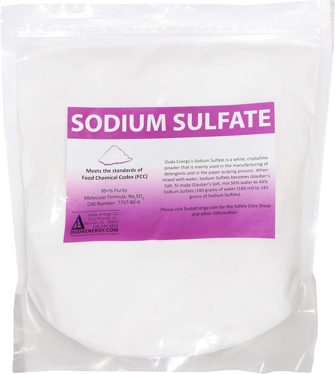 Duda Energy 20 lb Sodium Sulfate Food Grade FCC Anhydrous