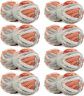 Giant Chunky Yarn 8 Pack - Super Bulky Tie Dye Orange Grey White