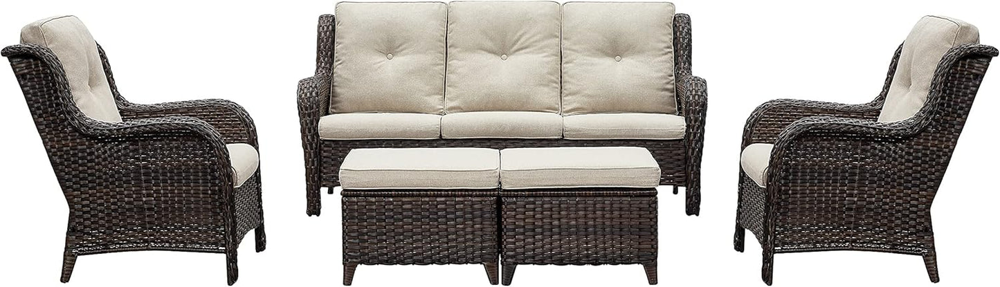 Rilyson Outdoor Furniture Set: 5-Piece Wicker Sectional Sofa
