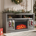 YESHOMY Fireplace TV Stand with Farmhouse Sliding Barn Doors