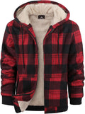 Mens Plaid Hoodies Winter Zip Up Fleece Jacket Sherpa Lined - Warm all