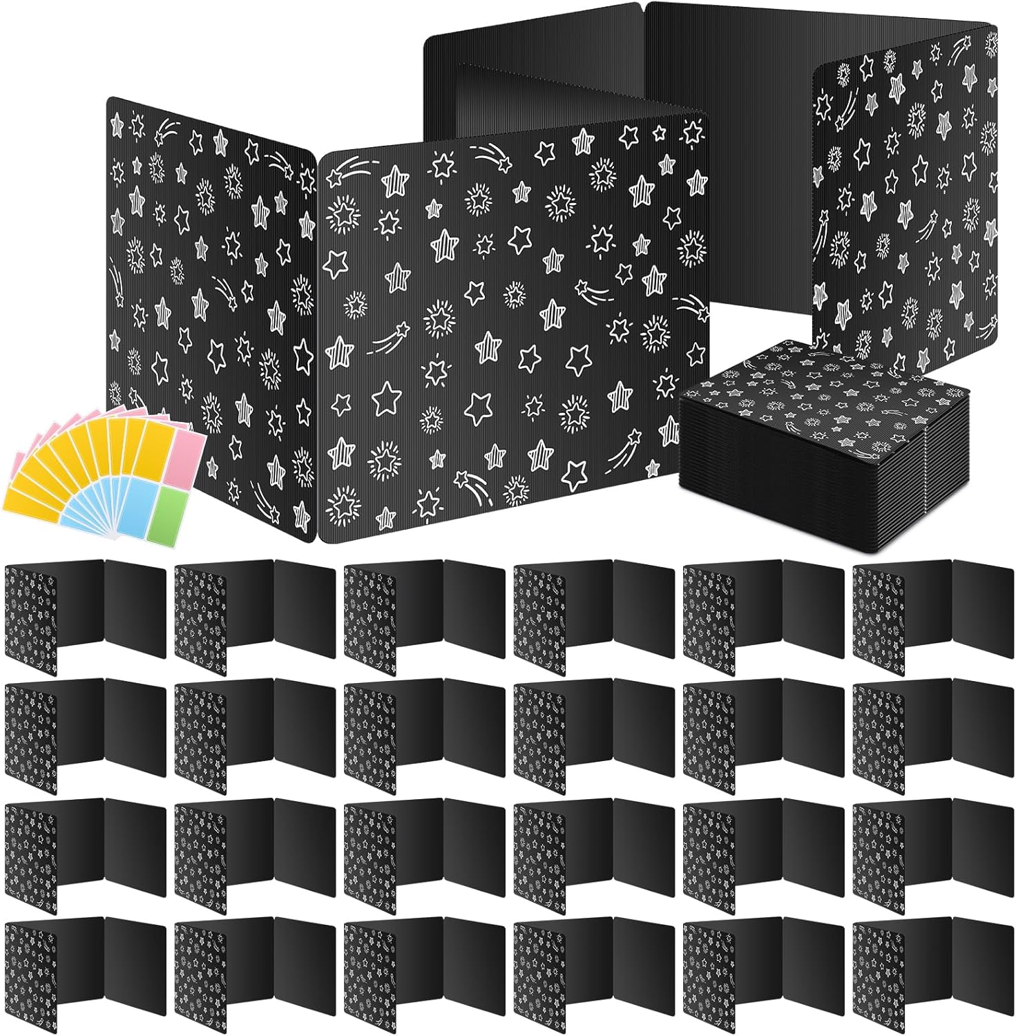 Black 24-Pack Desk Dividers for Students - Durable Privacy Shields