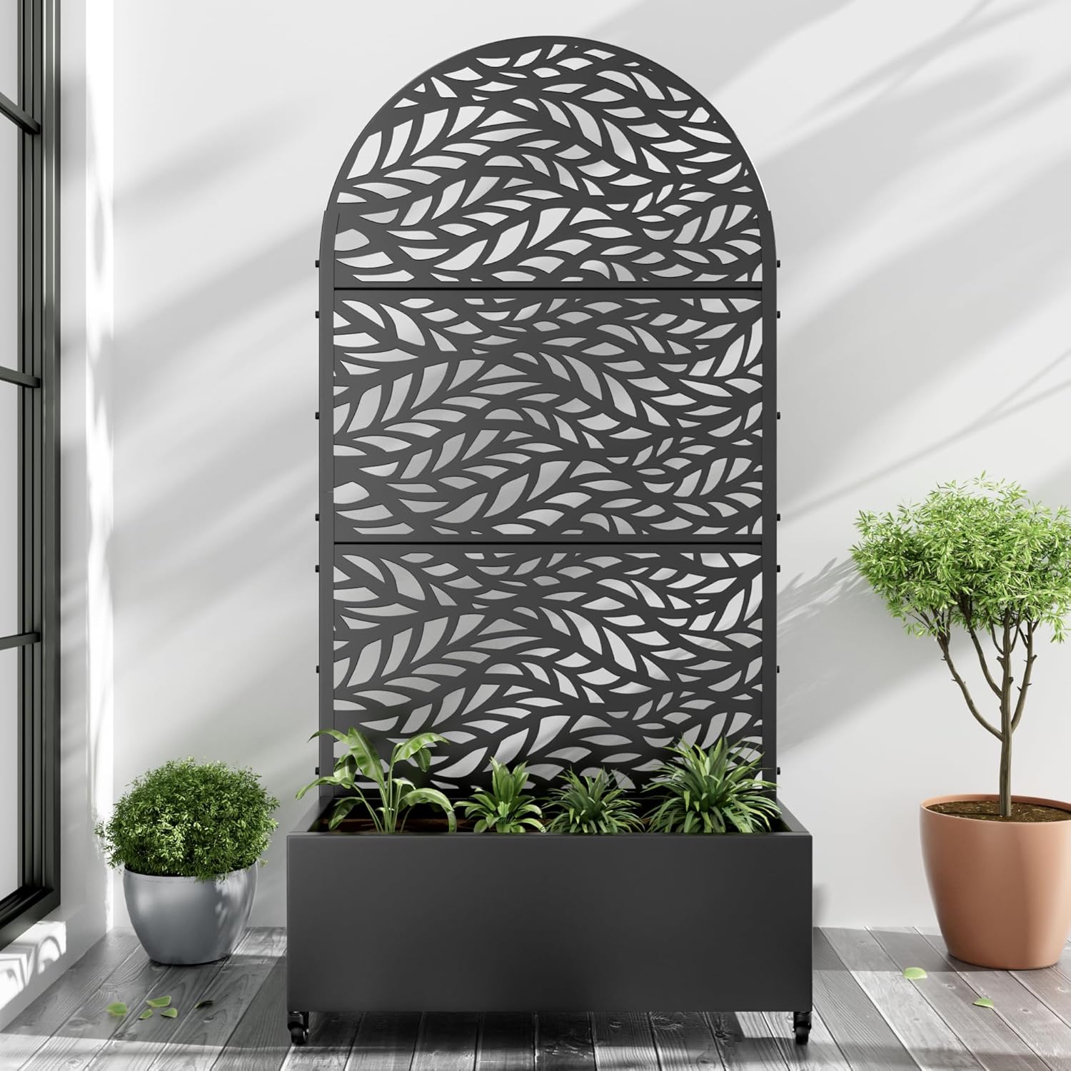 Casaphoria Metal Raised Garden Bed with Trellis and Wheels