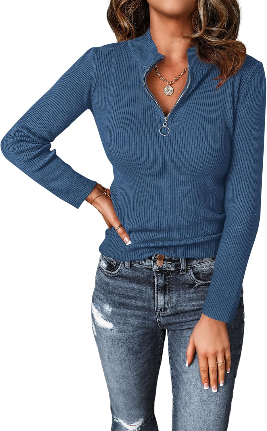 PRETTYGARDEN Fall Quarter Zip Pullover Sweaters for Women