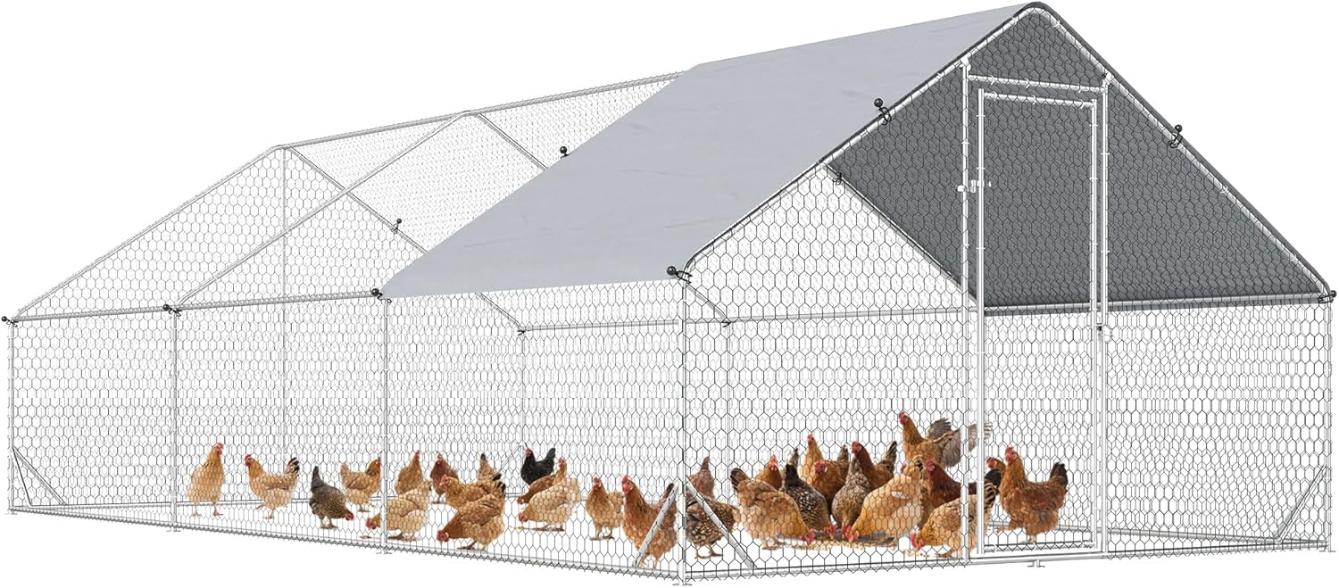 PawHut Large Chicken Coop with Waterproof Cover for Poultry