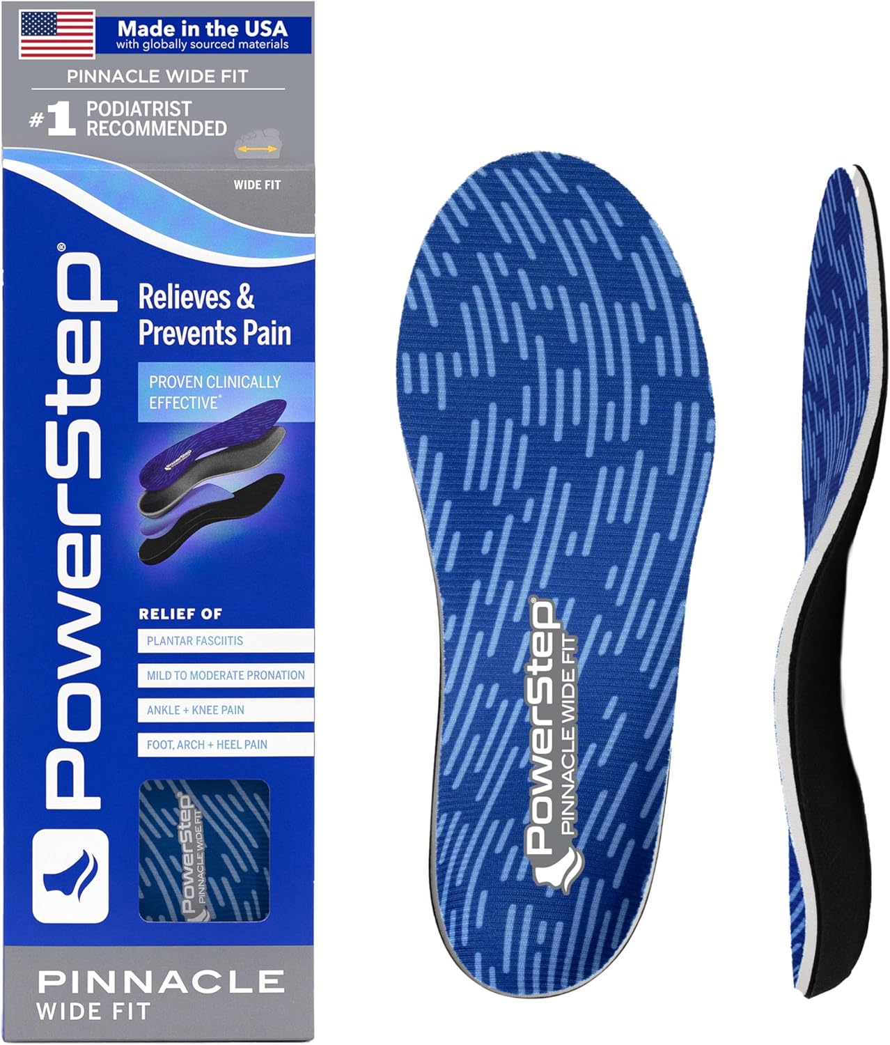 PowerStep Wide Fit Orthotics Insoles for Arch Support Relief
