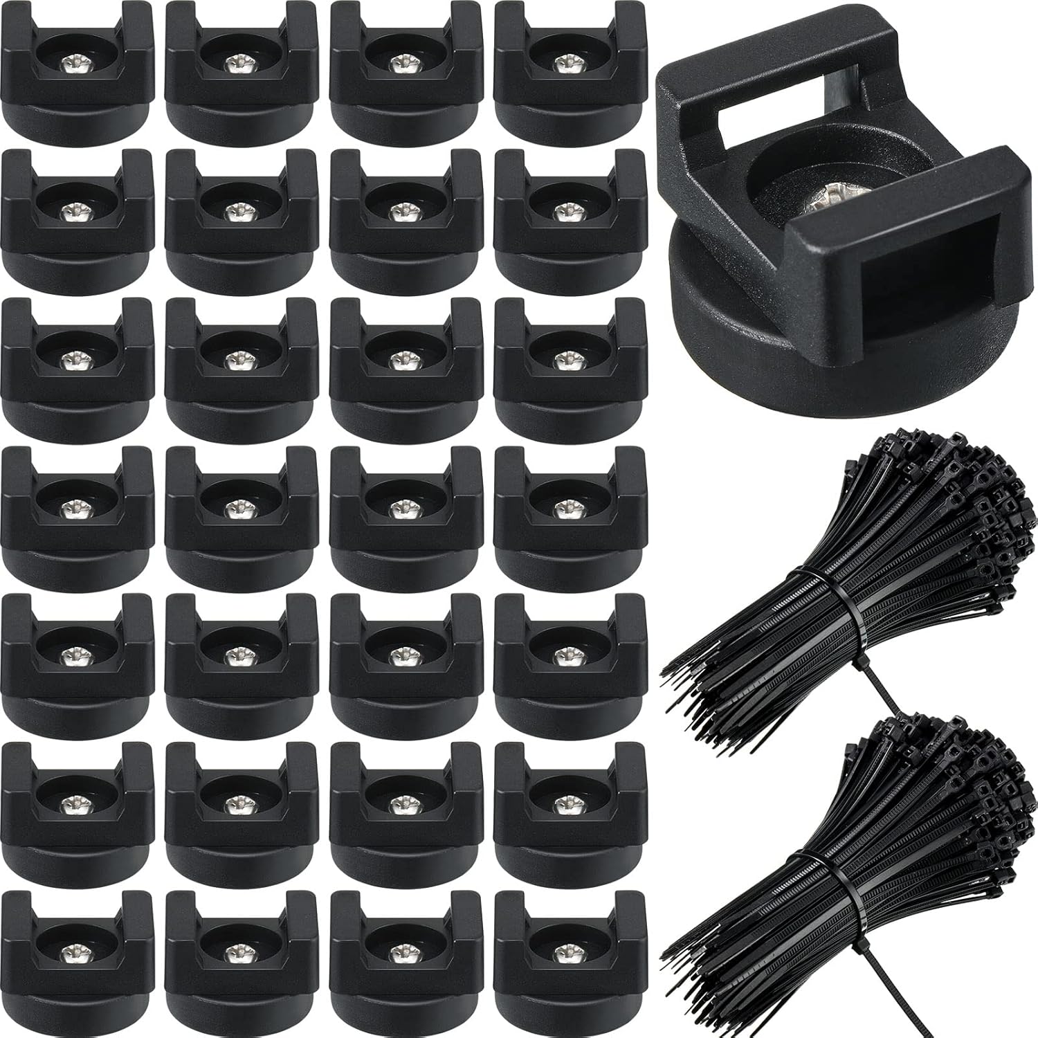 Yookeer 250 Pieces Magnetic Zip Tie Mounts for Cable Management