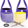 FMTY 10in Crystal Singing Bowls Set Yellow + Purple - Chakra Sound