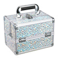 Makeup Train Case Organizer Shiny Silver - Portable Lockable Travel