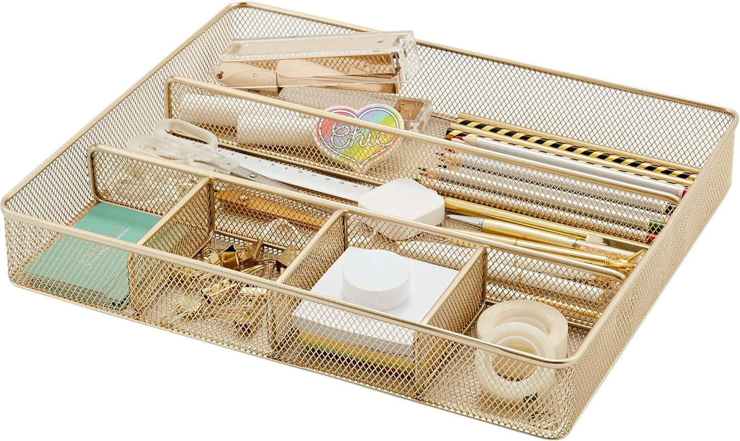 Metal Mesh Desk Organizer Tray - Stylish Storage Solution