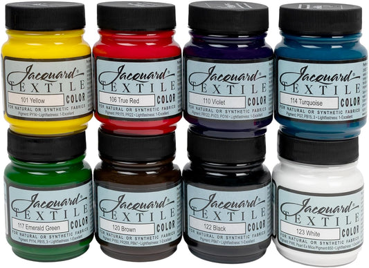 Jacquard Permanent Textile Paint 8 Color Set for Creative Projects