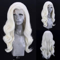 White Blonde #60 Long Wavy Lace Front Wig - Natural Heat Resistant