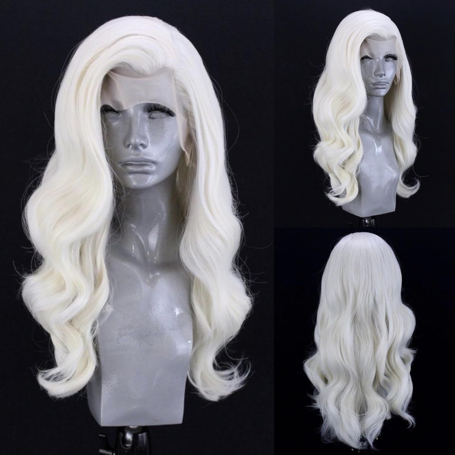 White Blonde #60 Long Wavy Hair Synthetic Lace Front Wig Review