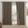 Dualife Brown Curtains 63 in Long 2 Panels Set - Room Darkening Linen