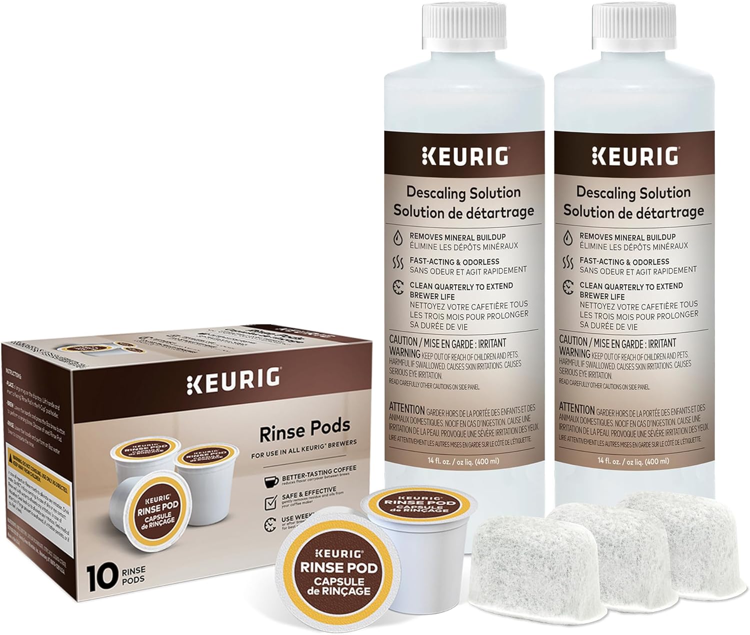 Keurig Brewer Maintenance Kit: 14ct Descaler, Filters & Rinse Pods
