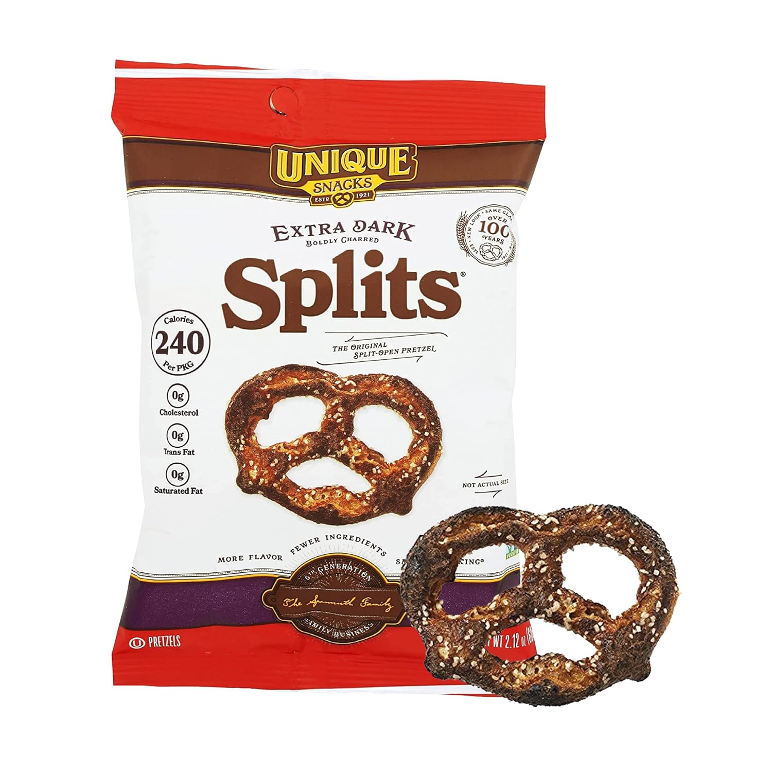 Unique Snacks Extra Dark Splits Pretzels - Bold Flavor Treat