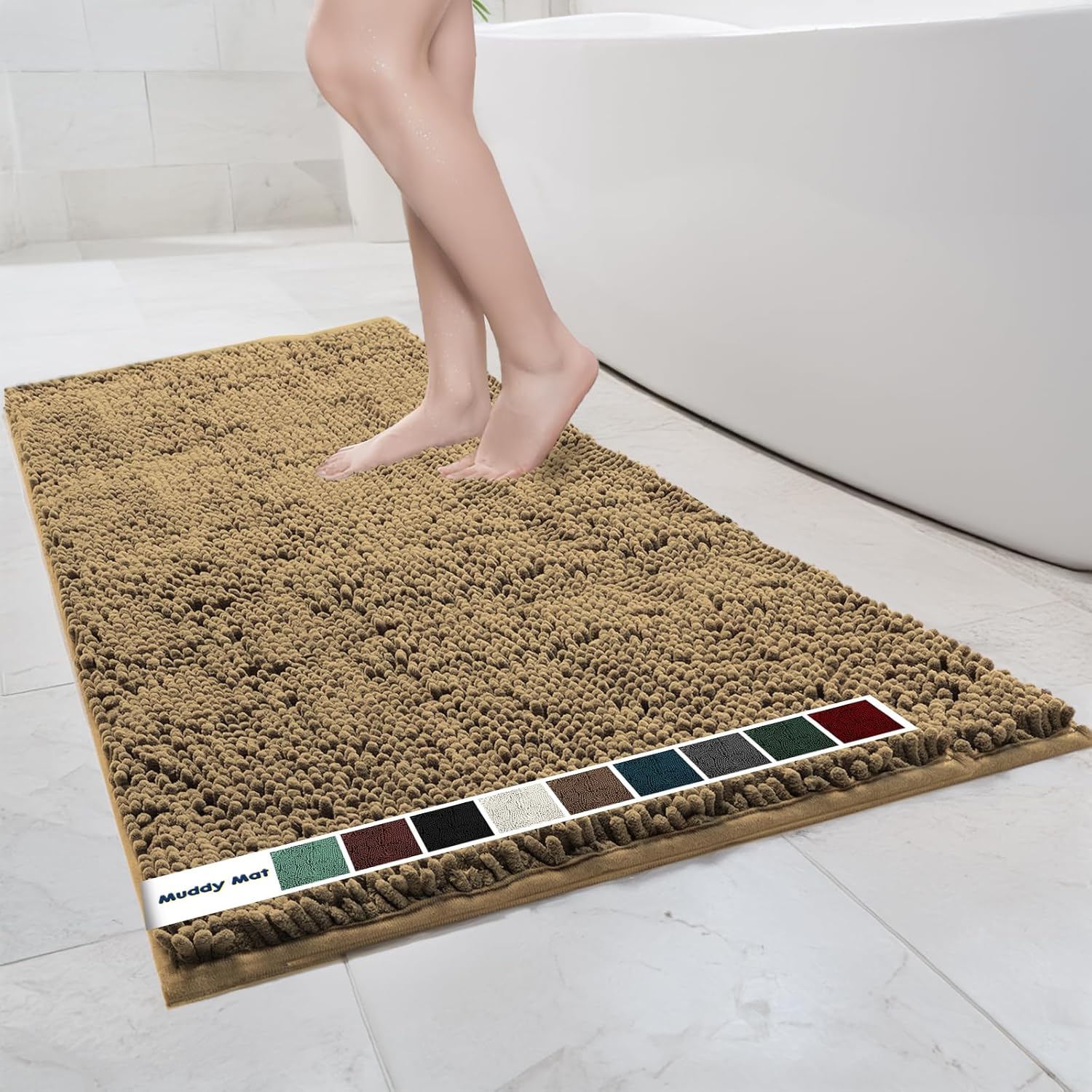 Muddy Mat Chenille Bathroom Rugs Quick Dry Microfiber Mats