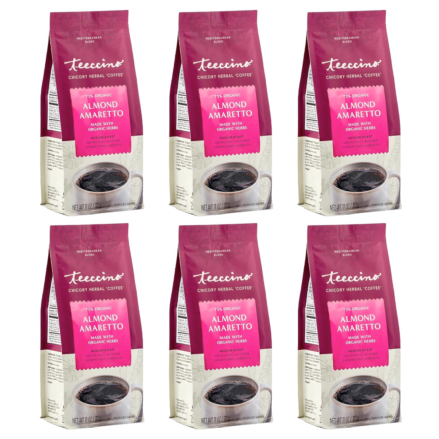 Teeccino Almond Amaretto Chicory Coffee Alternative - 11oz