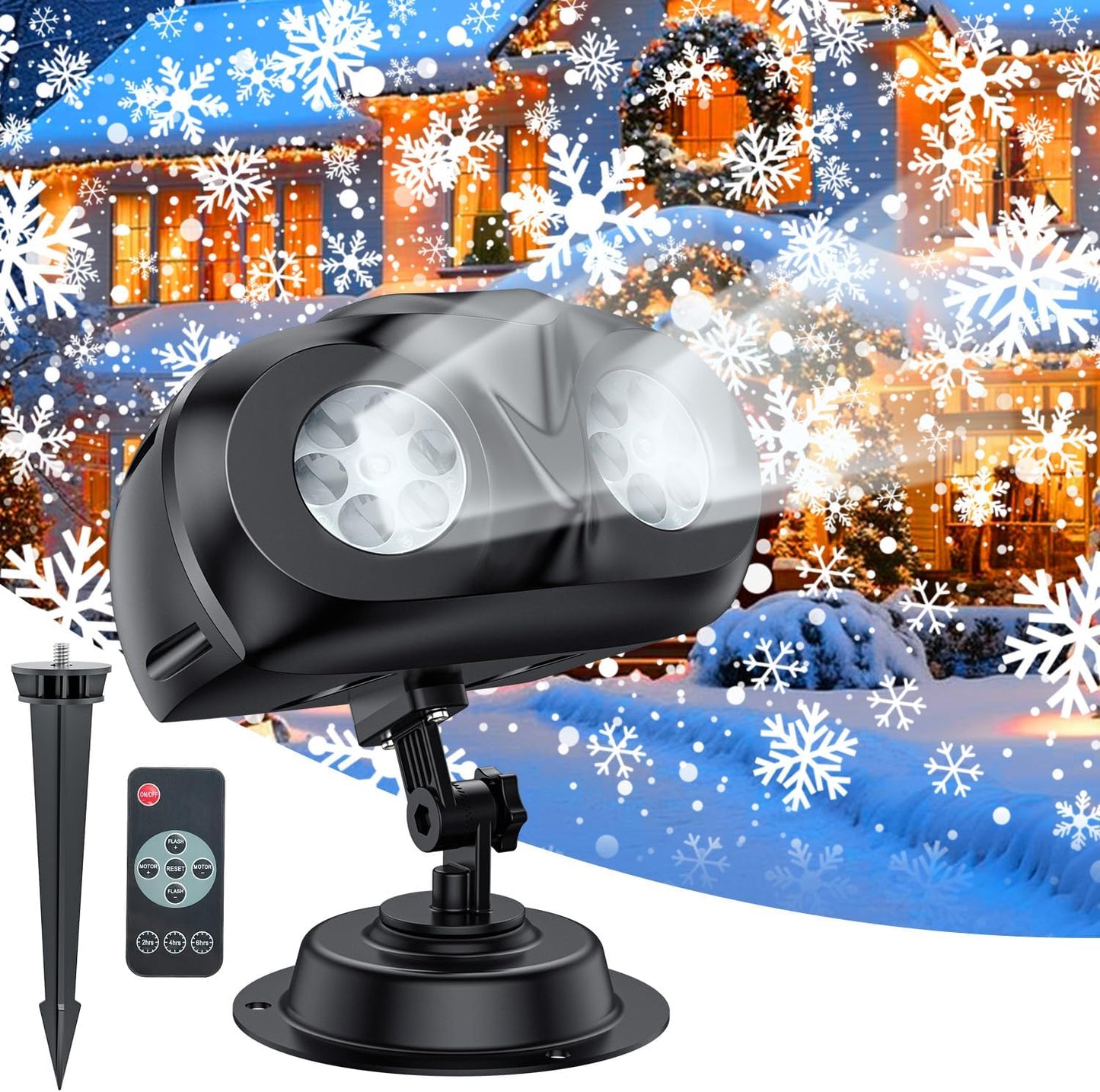 Dynamic Owl Snowflake Projector: Remote Control Bliss!