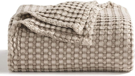 Bedsure Cooling Cotton Waffle King Size Blanket for Hot Sleepers