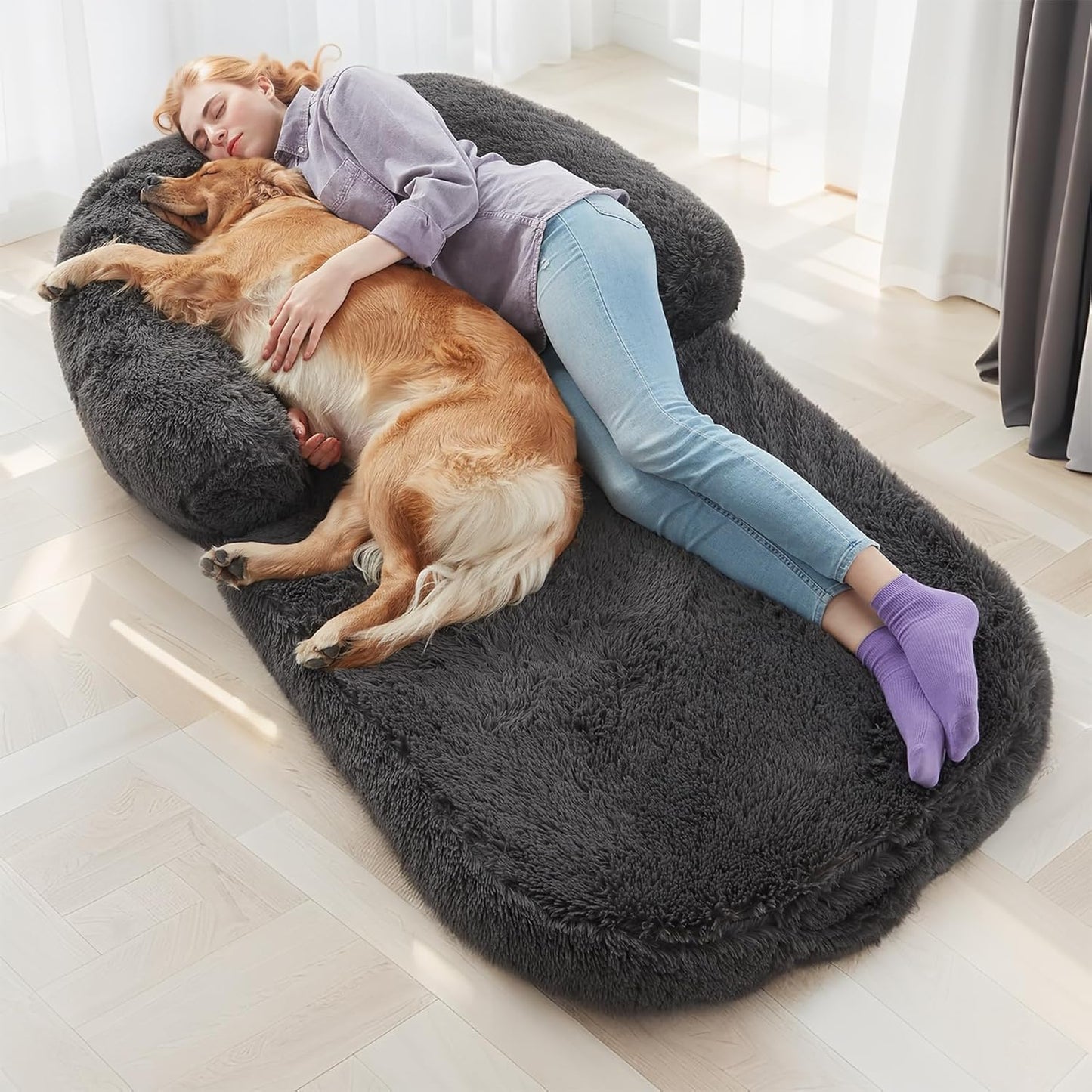 Foldable Man Dog Bed with Orthopedic Memory Foam for Comfort