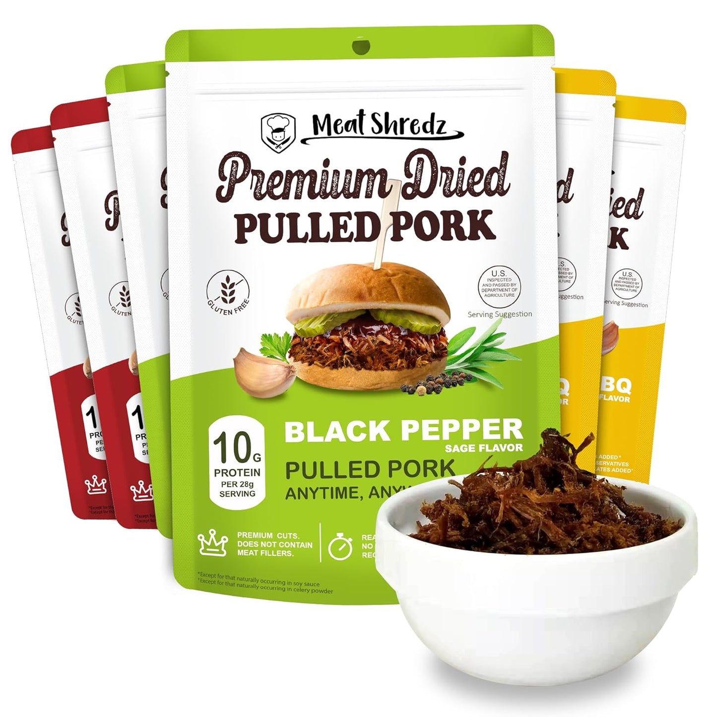 Premium Dried Pulled Pork Variety Pack - High Protein Snack