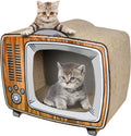 FluffyDream TV Cat Scratcher Cardboard Lounge Bed for Cats